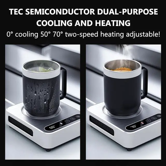 Alt view image 4 of 7 - Heating and Cooling Coaster, Dual Use USB Keep Cooler Warmer, 10s Quick Freezing, 50°/70° Two-Speed Heating Adjustable, 18H Intelligent Timing, Birthday Gifts for Women and Men