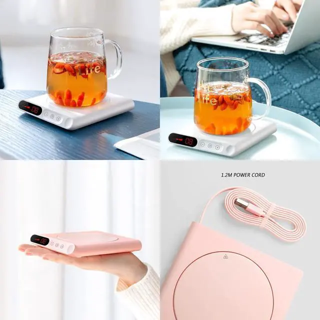 Alt view image 3 of 7 - Coffee Mug Warmer USB Smart Electric Cup Heater Heating Plate with Water-Proof Touch Panel 3 Temperature Setting 8 h Auto Shut Off Winter Gift for Men Women (Color :) (White)