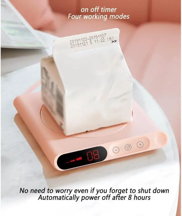 Alt view image 5 of 7 - Coffee Mug Warmer USB Smart Electric Cup Heater Heating Plate with Water-Proof Touch Panel 3 Temperature Setting 8 h Auto Shut Off Winter Gift for Men Women (Color :) (White)