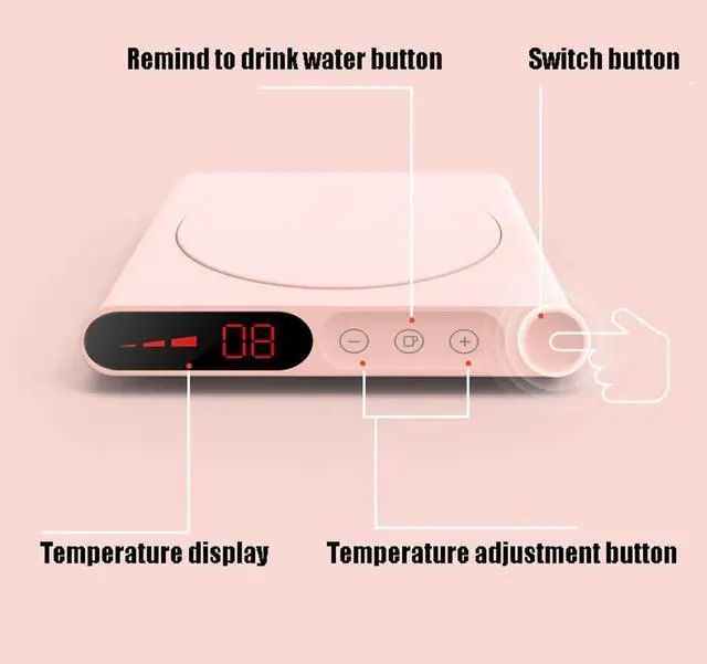 Alt view image 6 of 7 - Coffee Mug Warmer USB Smart Electric Cup Heater Heating Plate with Water-Proof Touch Panel 3 Temperature Setting 8 h Auto Shut Off Winter Gift for Men Women (Color :) (White)