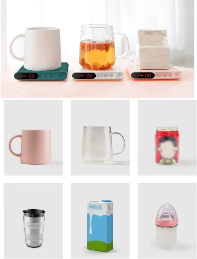 Alt view image 7 of 7 - Coffee Mug Warmer USB Smart Electric Cup Heater Heating Plate with Water-Proof Touch Panel 3 Temperature Setting 8 h Auto Shut Off Winter Gift for Men Women (Color :) (White)
