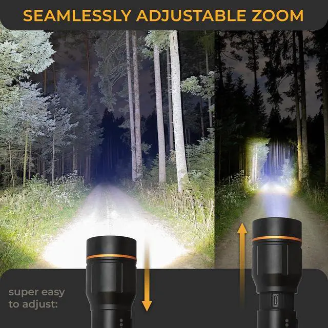 Alt view image 4 of 6 - LICHTMEISTER® Flashlight (2000 Lumens, 5000 mAh Battery)  Rechargeable Flashlight  Flashlights High Lumens  Tactical Flashlight  Flashlight Rechargeable - Extra Bright LED Flashlight