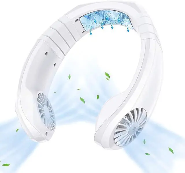 Main image of Hands Free Portable Neck Fan, Mini USB Rechargeable Neck Cooler Fan with 3 Speeds, Personal Air Conditioner Hanging Neckband Cooling Fan for Summer Home Office Sport Indoor Outdoor White
