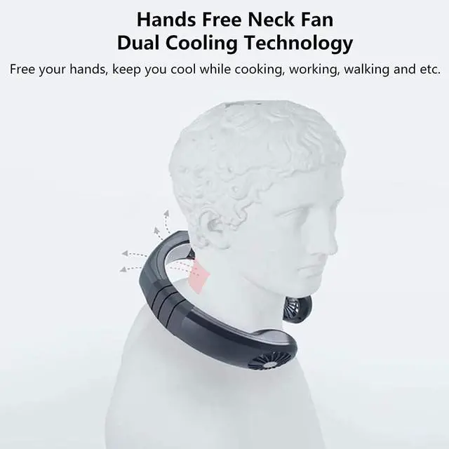 Alt view image 2 of 6 - Hands Free Portable Neck Fan, Mini USB Rechargeable Neck Cooler Fan with 3 Speeds, Personal Air Conditioner Hanging Neckband Cooling Fan for Summer Home Office Sport Indoor Outdoor White