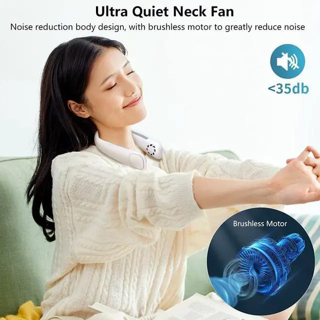 Alt view image 5 of 7 - Portable Bladeless Neckband Fan, 9000 mAh USB Rechargeable Neck Fan, Mini Silent Hanging Cooling Fan Hands Free, 3 Wind Speed, Personal Air Conditioner for Outdoor Sport Travel Blue