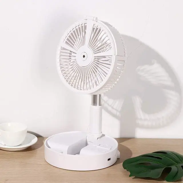 Alt view image 5 of 7 - GOTOTOP Telescopic Desktop Fan, Folding Hydrating LED Fan USB Charging, Suitable for Desk or Floor with Atomizing Function, Portable USB Power
