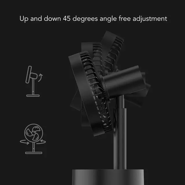 Alt view image 3 of 7 - Small Desktop Fan, 3 Speed Mini Fan, 90 Degree Crank Head, 4 Timing Modes, USB Powered Portable Personal Desktop Fan, Cooling Fan for Home Office Travel