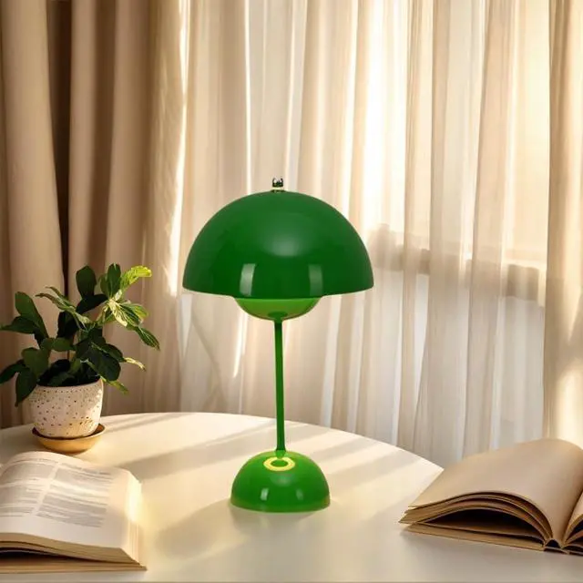 Alt view image 2 of 7 - Portable LED Mushroom Bud Lamp, 3-Color Adjustable Touch Night Light, USB-Powered Small Flowerpot Lamp for Living Bedroom Children's Study Office,Green