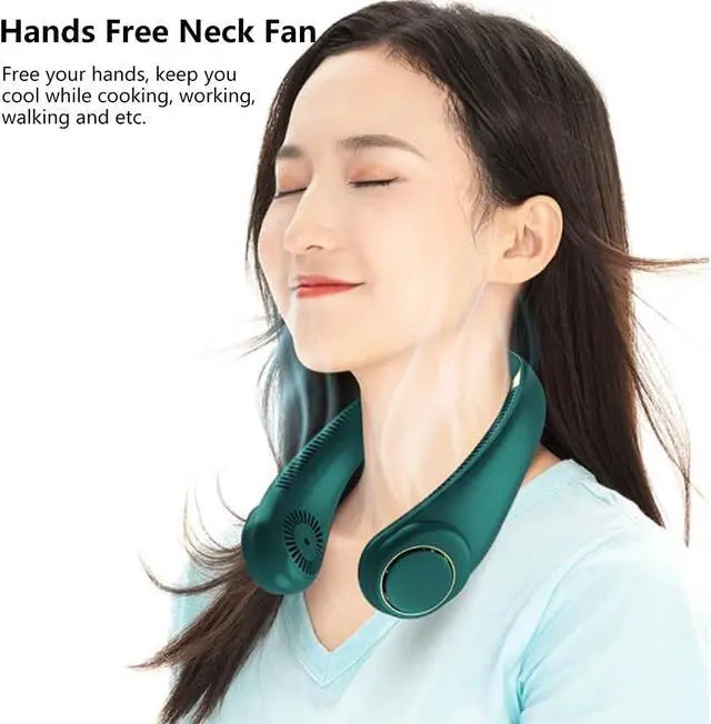 Alt view image 2 of 7 - Leafless Neck Hanging Fan, Portable Neckband Fan USB Rechargeable, Mini Sport Fan Hands Free, 360° Cooling, 3 Adjustable Speeds, for Women Men Summer Gift Blue