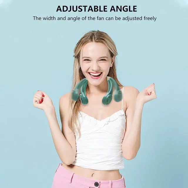 Alt view image 5 of 7 - Leafless Neck Hanging Fan, Portable Neckband Fan USB Rechargeable, Mini Sport Fan Hands Free, 360° Cooling, 3 Adjustable Speeds, for Women Men Summer Gift Blue
