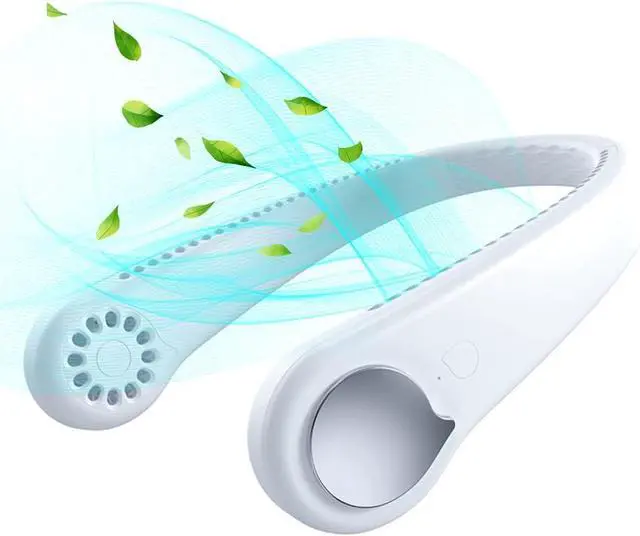 Main image of Leafless Neck Hanging Fan, Mini USB Personal Neckband Fan, Portable Sports Lazy Neck Fan, Air Cooler Wearable with 3 Speeds, Bladeless Fan Hands Free for Outdoor Office Travel White