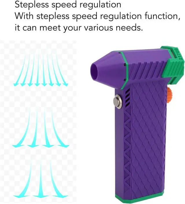 Alt view image 3 of 7 - Mini Jet Dry Blower 200000RPM, Stepless Speed Control, QC15W Fast Charging, Portable Fan for Dust Removal, Car Computer Keyboard (Darkviolet)