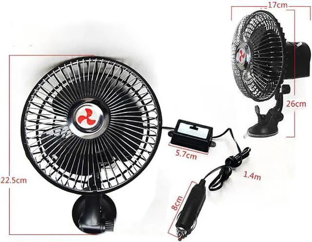 Alt view image 7 of 7 - Classic Car Cooling Fan, 3 Three-Bladed Electric Vehicle Fan, 8 Inch Portable Clip Mini Fan, All-Copper Motor, Suction Cup Automotive Fan, Personal Clip on Fan, for Camping/Travel