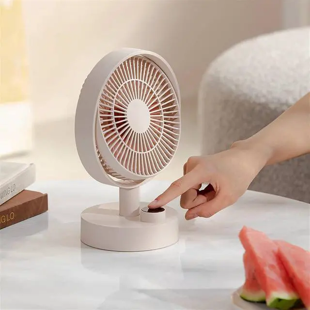 Alt view image 3 of 7 - Countertop Mobile Smart Digital Display Fan, Outdoor Camping Type-C Rechargeable Office Student Dormitory Home Bedroom Fan (Color : White)