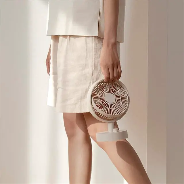 Alt view image 5 of 7 - Countertop Mobile Smart Digital Display Fan, Outdoor Camping Type-C Rechargeable Office Student Dormitory Home Bedroom Fan (Color : White)