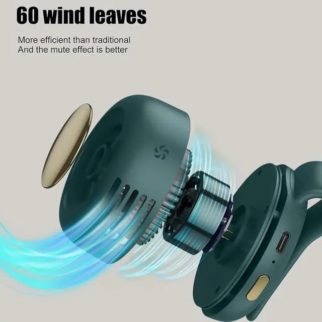 Alt view image 3 of 7 - Corelration Fan, Sheneco Corelration Portable Silent Mini Bladeless Electric Fan Clip On, Adjustable 3 Speeds Clip-On Fans for Shirt, Mini Whirlwind for Waist Clips for Outdoor (Green+Green, Medium)