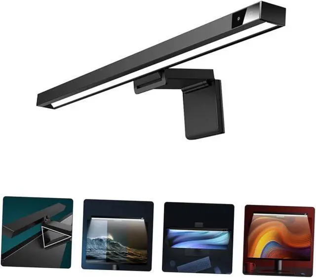 Alt view image 5 of 7 - Led Desk Light Screen Glare Reducer Eye Protection Monitor Light Easy Install Computer Reading Lamp Black