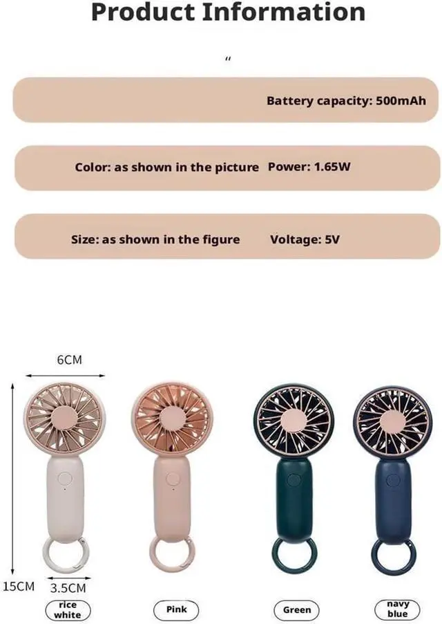 Alt view image 2 of 6 - Portable Small Fan, Lightweight(Electroplatingpowder)