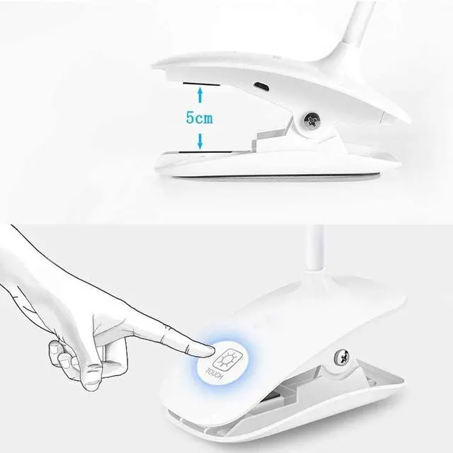 Alt view image 2 of 7 - LSLYTQ lamp LED Clamp Lamp Dimmable, Reading Lamp Bed Clamp Rechargeable, 3 Levels Color Temperature, 360 ° Flexible Gooseneck Clip Table Lamp for Night Reading Office Bedroom, White lamp