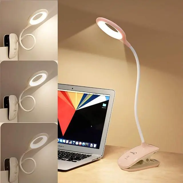 Alt view image 3 of 7 - LSLYTQ lamp LED Clamp Lamp Dimmable, Reading Lamp Bed Clamp Rechargeable, 3 Levels Color Temperature, 360 ° Flexible Gooseneck Clip Table Lamp for Night Reading Office Bedroom, White lamp