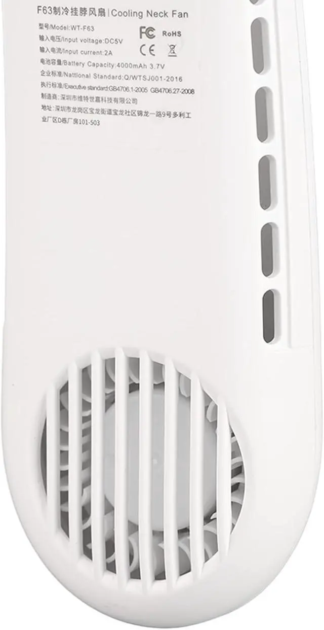 Alt view image 5 of 7 - Neck Fan, Hand F ree Personal Hanging Neck Sports Fan,Portable Semiconductor Dual Cooling 3 Wind Speed Adjustable Neck Cooling Fan for Traveling, Sports, (White)
