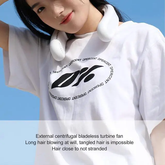 Alt view image 6 of 7 - Neck Fan, Hand F ree Personal Hanging Neck Sports Fan,Portable Semiconductor Dual Cooling 3 Wind Speed Adjustable Neck Cooling Fan for Traveling, Sports, (White)