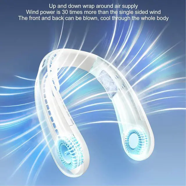 Alt view image 7 of 7 - Neck Fan, Hand F ree Personal Hanging Neck Sports Fan,Portable Semiconductor Dual Cooling 3 Wind Speed Adjustable Neck Cooling Fan for Traveling, Sports, (White)