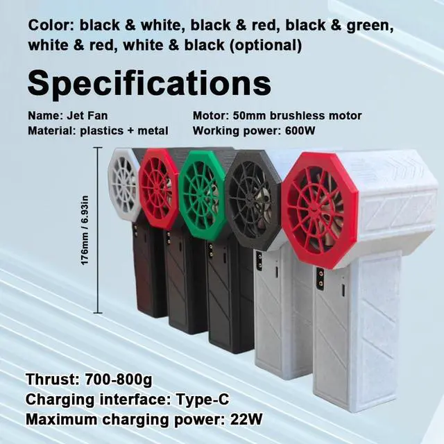 Alt view image 4 of 7 - Portable Handheld Fan Brushless Motor Cooling Fan Rechargeable Lithium Battery Multi Use Dust Removal Air Blower Keyboard Car Electronics Cleaner (Black & White)