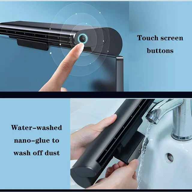 Alt view image 7 of 7 - Computer Monitor Clip On Fan, Portable Desktop Ultra Quiet Screen Hanging Fan with 3 Speeds Touch Control, Compatible with Thickness Less Than 2cm Laptop Display, Black