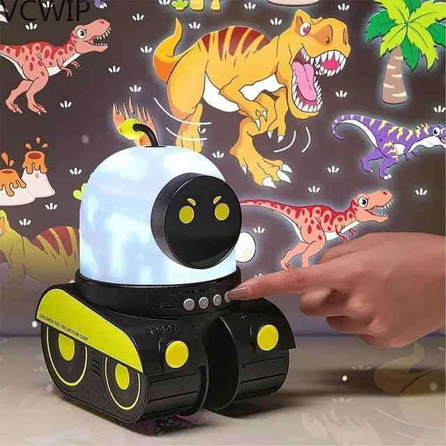 Alt view image 2 of 7 - Kids Cartoon Projector Lamp, Kids Cartoon Projector Night Light, Rechargeable Cartoon Projectors Light, Cartoon Robot Car Projection Lamp with 360° Rotation Silent+21 Slides for Gifts (1)