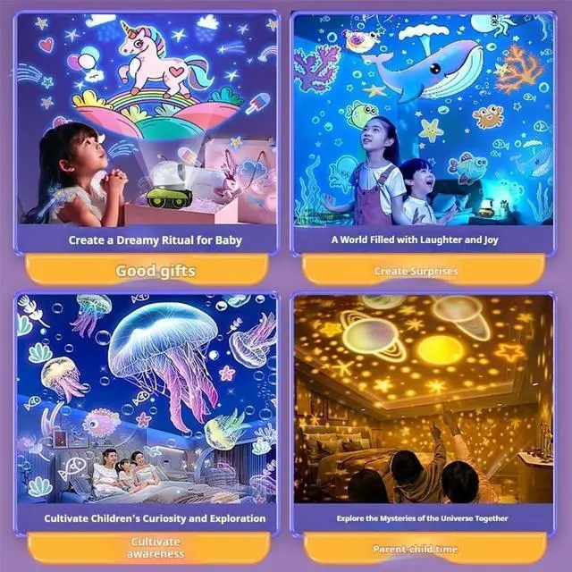 Alt view image 7 of 7 - Kids Cartoon Projector Lamp, Kids Cartoon Projector Night Light, Rechargeable Cartoon Projectors Light, Cartoon Robot Car Projection Lamp with 360° Rotation Silent+21 Slides for Gifts (1)