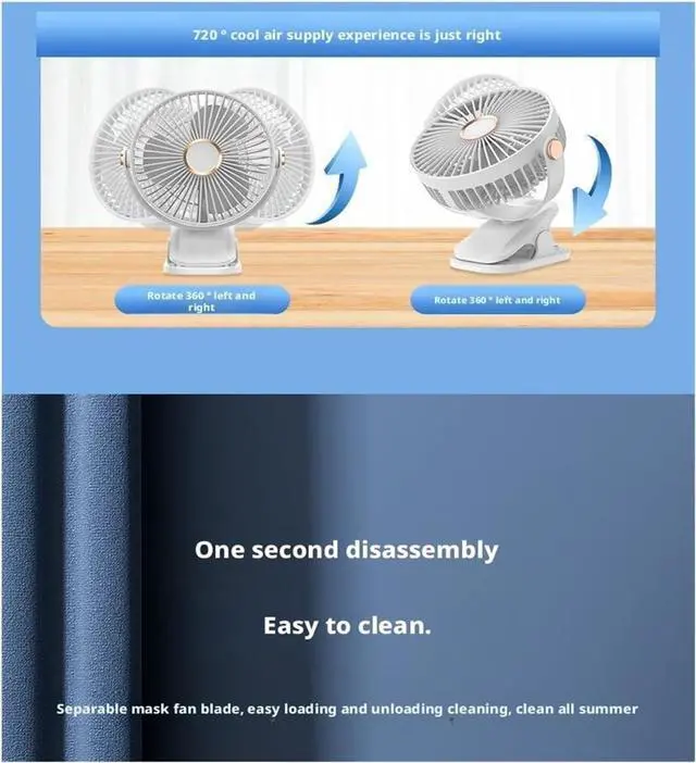 Alt view image 4 of 6 - Small Fan Desktop Portable(Black)