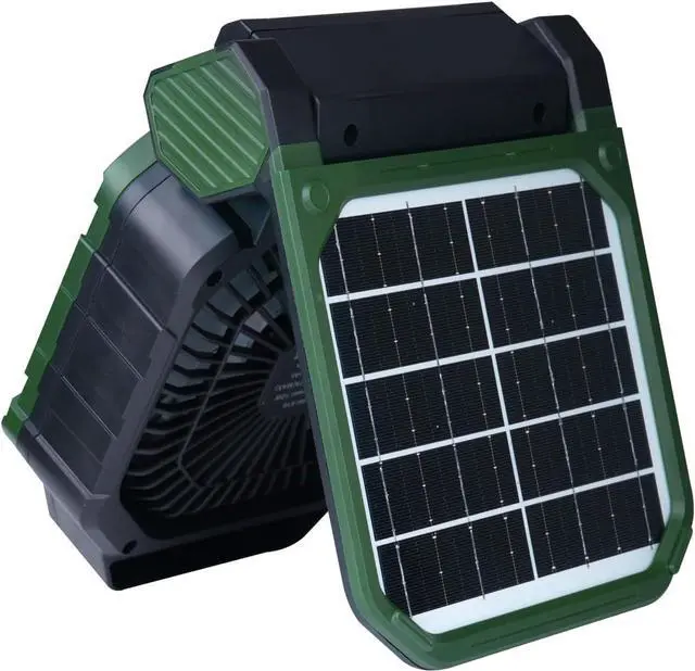 Alt view image 5 of 7 - Rechargeable Outdoor Fan With Solar Panel LED Light 4Wind Speed 3Brightness Light Timer For Camping Fishing Traveling Outdoor Battery Operated Fan With Timer Function