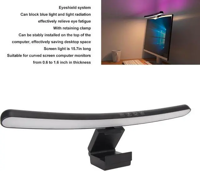 Alt view image 7 of 7 - Computer Monitor Lamp Touch Control Monitor Lamp Eye Caring Stepless Dimming Lamp Bar Desktop Screen Light LED for Home Office Desk