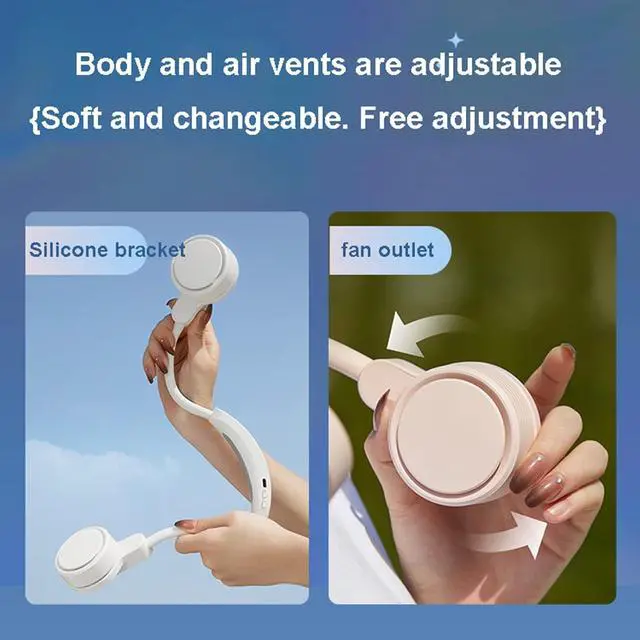 Alt view image 4 of 6 - Portable Neck Fan,Semiconductor Cooling/Heating,Neckband Fan3 Speeds Adjustabl,USB Rechargeable,Wearable Fan for Office Outdoor Travel Queue