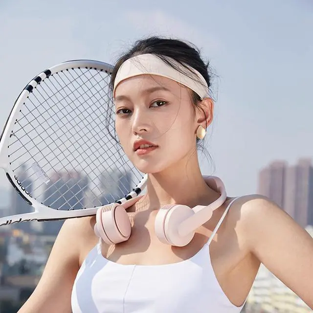 Alt view image 2 of 6 - Portable Neck Fan,Semiconductor Cooling/Heating,Neckband Fan3 Speeds Adjustabl,USB Rechargeable,Wearable Fan for Office Outdoor Travel Queue