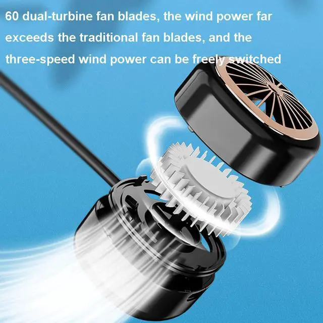 Alt view image 4 of 6 - Neck Fan Personal Fan, Portable Bladeless Fan Cooling Fan, Low Noise USB Hands Free Wearable Rechargeable Fan, 3 Speed 360°Free Rotation Hanging Fan for Office Outdoor Trave,Blue (White)