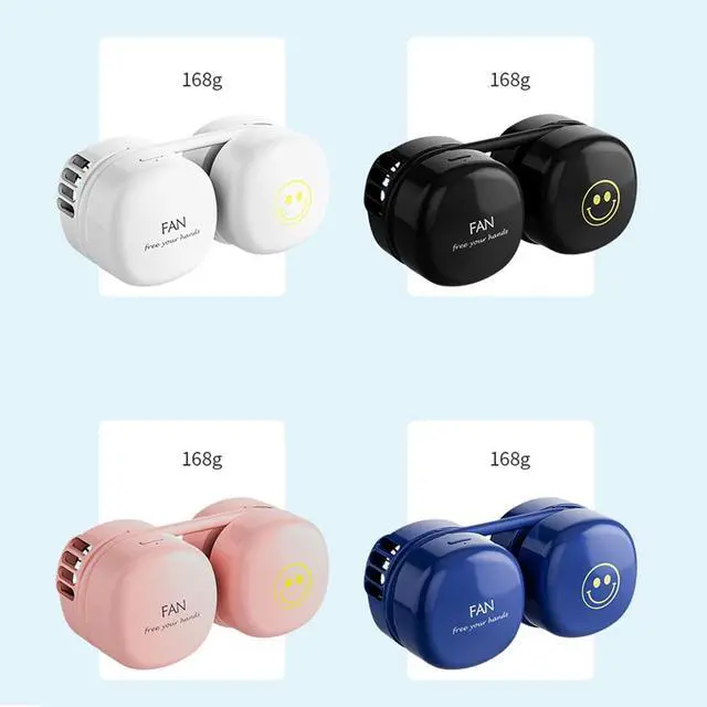 Alt view image 3 of 6 - Neck Fan Personal Fan, Portable Bladeless Fan Cooling Fan, Low Noise USB Hands Free Wearable Rechargeable Fan, 3 Speed 360°Free Rotation Hanging Fan for Office Outdoor Trave,Blue (White)