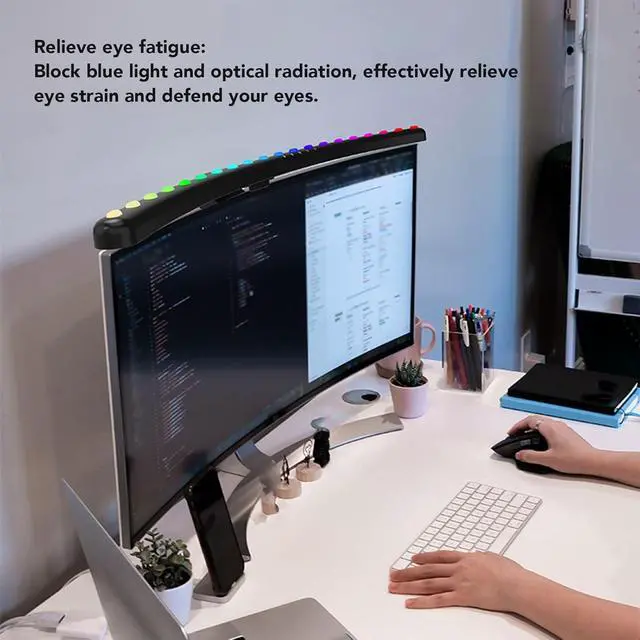 Alt view image 3 of 7 - Monitor Light Bar, Curved Computer Monitor Light Bar, Eye Caring, Touch Control, Adjustable Angle, USB Powered LED Reading Light for Office Game