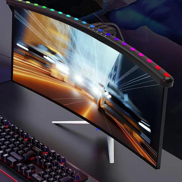 Alt view image 5 of 7 - Monitor Light Bar, Curved Computer Monitor Light Bar, Eye Caring, Touch Control, Adjustable Angle, USB Powered LED Reading Light for Office Game