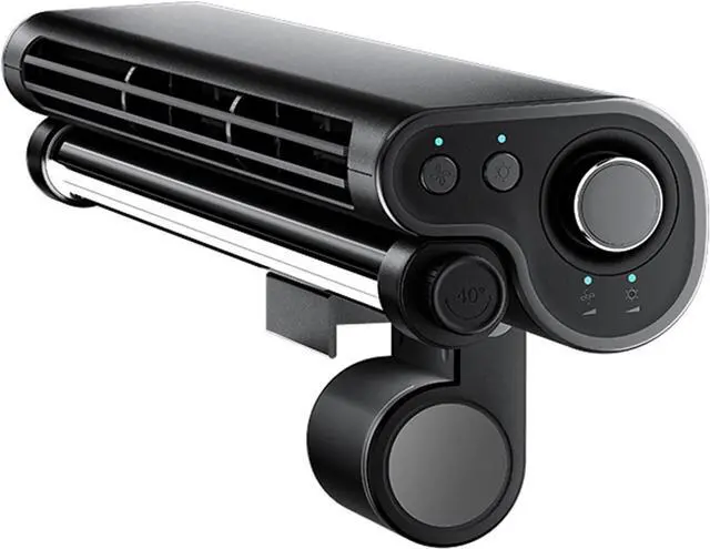 Main image of Monitor Fan with Light, Clip On Computer Fan with Stepless Wind Speed, Ultra Quiet USB Desk Fan Small Tower Fan for Desk, Suitable for Flat and Curved Monitor