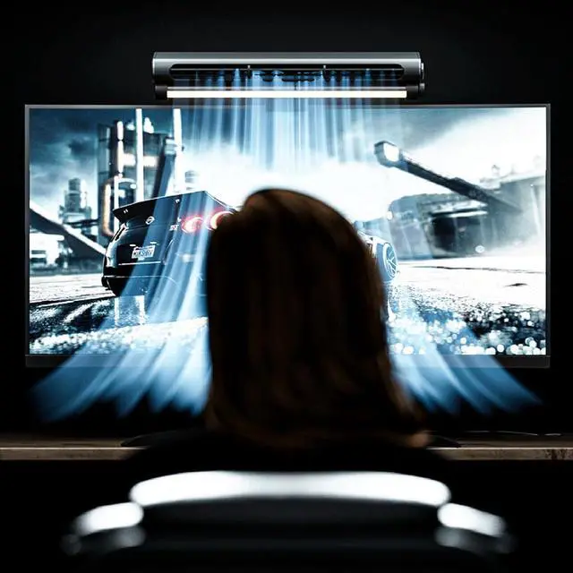 Alt view image 2 of 7 - Monitor Fan with Light, Clip On Computer Fan with Stepless Wind Speed, Ultra Quiet USB Desk Fan Small Tower Fan for Desk, Suitable for Flat and Curved Monitor