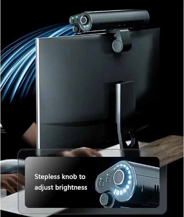 Alt view image 3 of 7 - Monitor Fan with Light, Clip On Computer Fan with Stepless Wind Speed, Ultra Quiet USB Desk Fan Small Tower Fan for Desk, Suitable for Flat and Curved Monitor