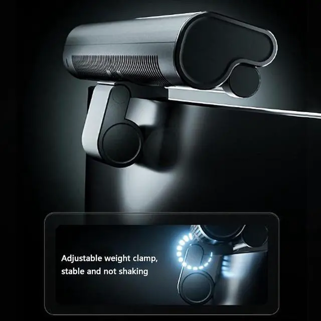 Alt view image 6 of 7 - Monitor Fan with Light, Clip On Computer Fan with Stepless Wind Speed, Ultra Quiet USB Desk Fan Small Tower Fan for Desk, Suitable for Flat and Curved Monitor