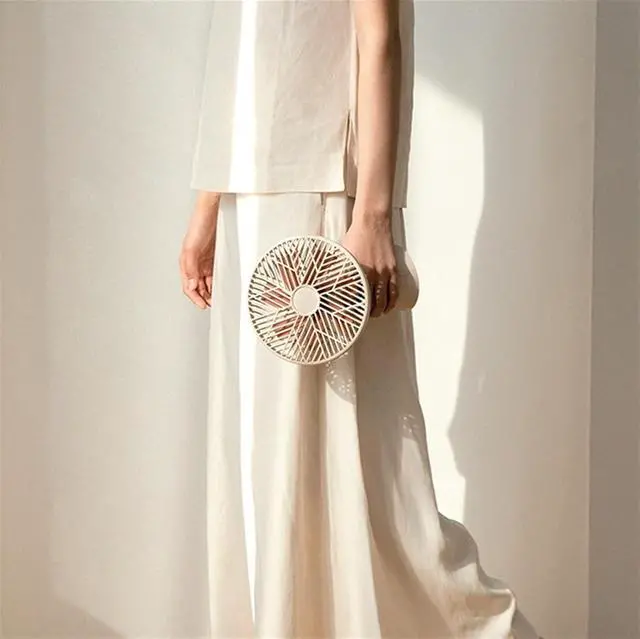 Alt view image 3 of 7 - Rainforest Series Mini Table Fan, Outdoor Camping Home Office USB Charging 4000mAh Mobile Portable 90°Rotating Fan (Color : White)