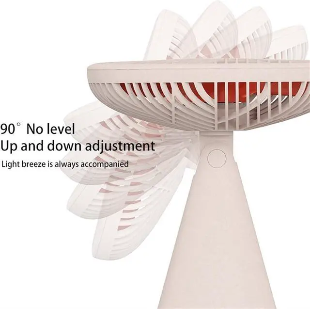 Alt view image 6 of 7 - Rainforest Series Mini Table Fan, Outdoor Camping Home Office USB Charging 4000mAh Mobile Portable 90°Rotating Fan (Color : White)