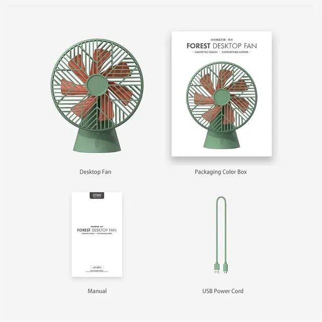 Alt view image 7 of 7 - Rainforest Series Mini Table Fan, Outdoor Camping Home Office USB Charging 4000mAh Mobile Portable 90°Rotating Fan (Color : White)