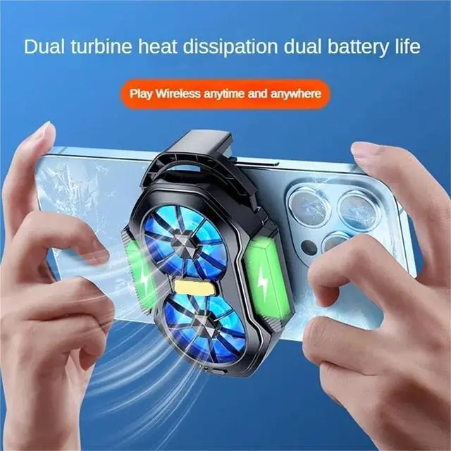 Alt view image 3 of 4 - Dual Fan Mobile Phone Cooler Long Lasting Stronger Cooling Air Cooling Rechargeable Portable