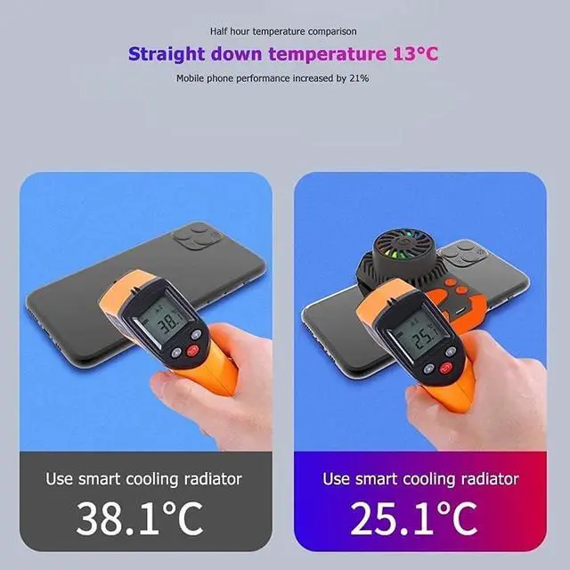 Alt view image 6 of 6 - Mobile Phone Radiator Phone Fan 3 Seconds Fast Cooling Semiconductor Heatsink Phone Cooler for Live Streaming Gaming for Smartphone/Tablet