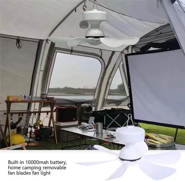 Alt view image 2 of 7 - Camping Fan, USB Rechargeable, Remote Control Timer Outdoor Fan for Office,Car,Travel tent